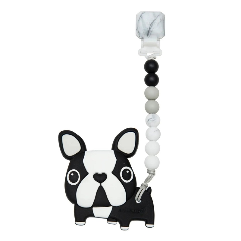 Black Boston Terrier Teether Set Gem by Loulou Lollipop