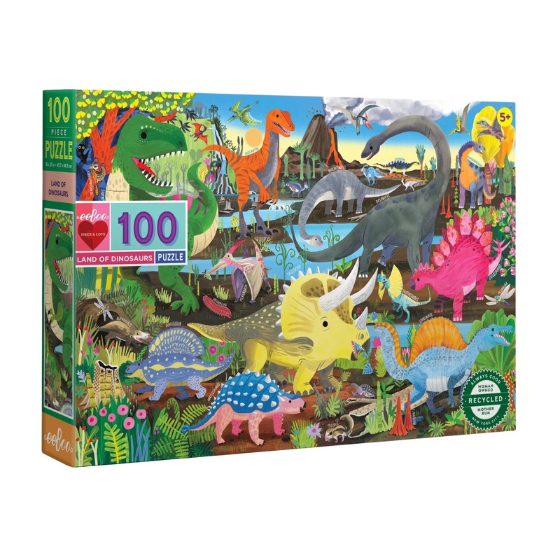 100 Piece Puzzle – Land of Dinosaurs by Eeboo